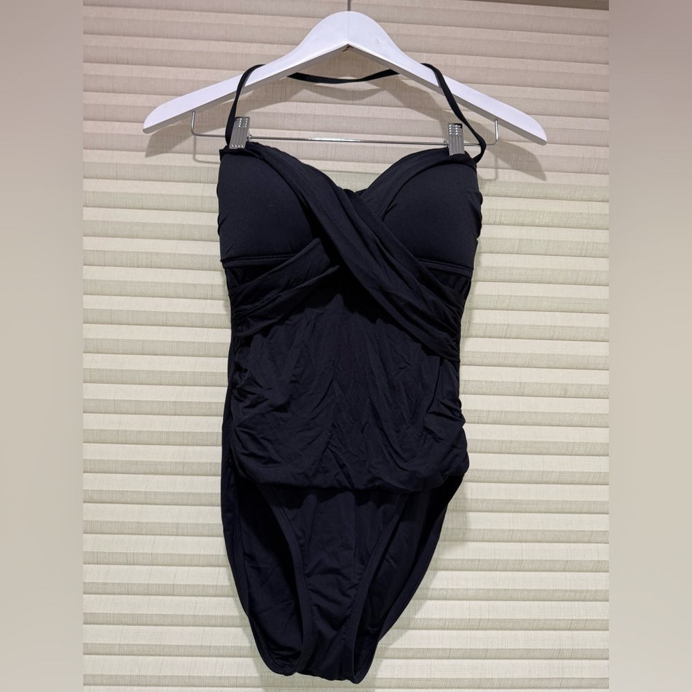 La Blanca Black Twist-Front Kids One-Piece Swimsuit